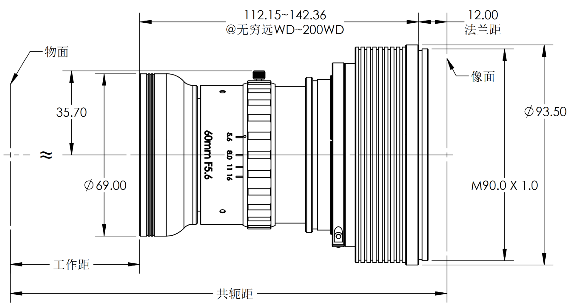 ZXJ-LS6056-M90 产品尺寸