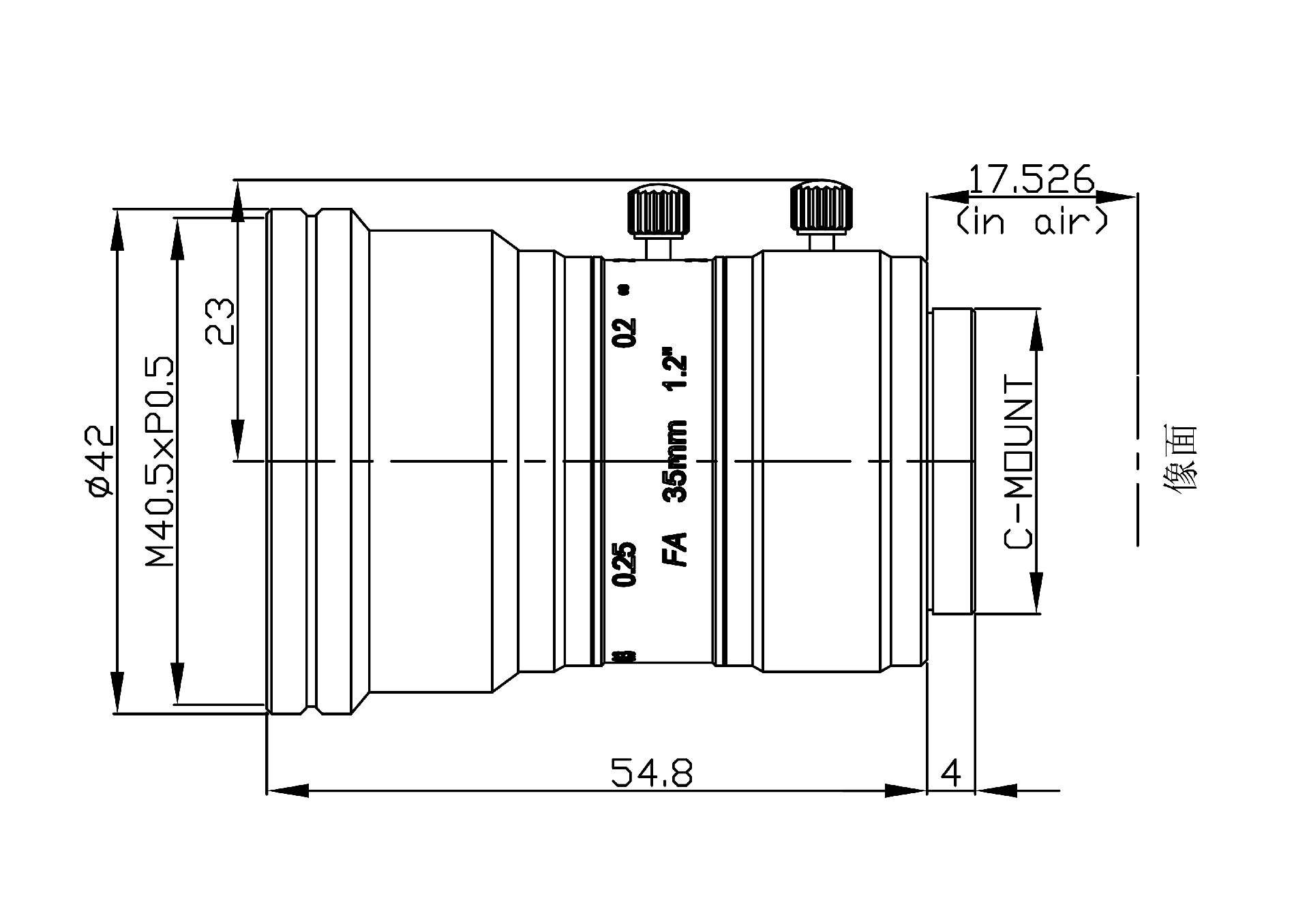 ZXJ-3528-25MP 产品尺寸