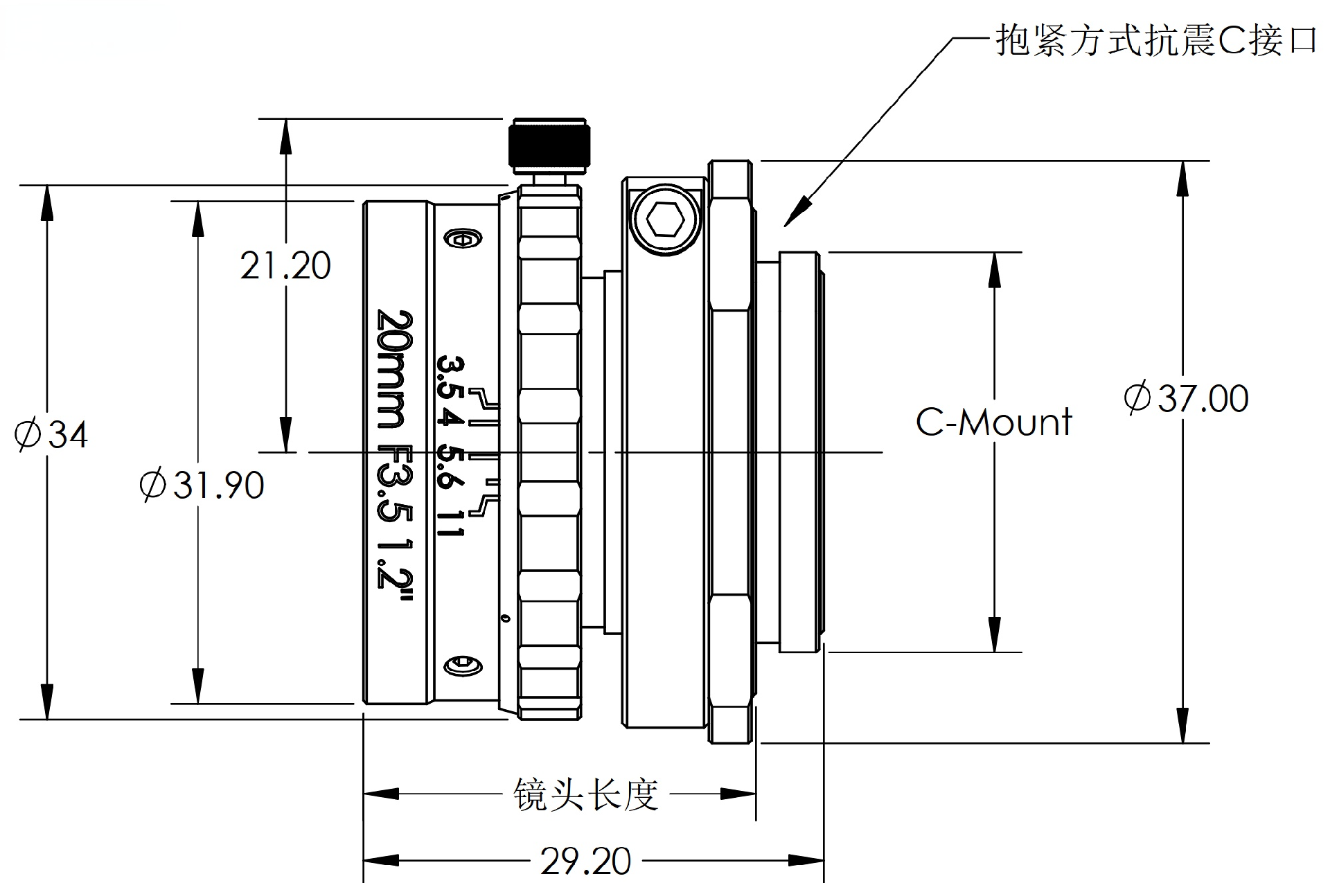 ZXJ-20SV-25MP 产品尺寸