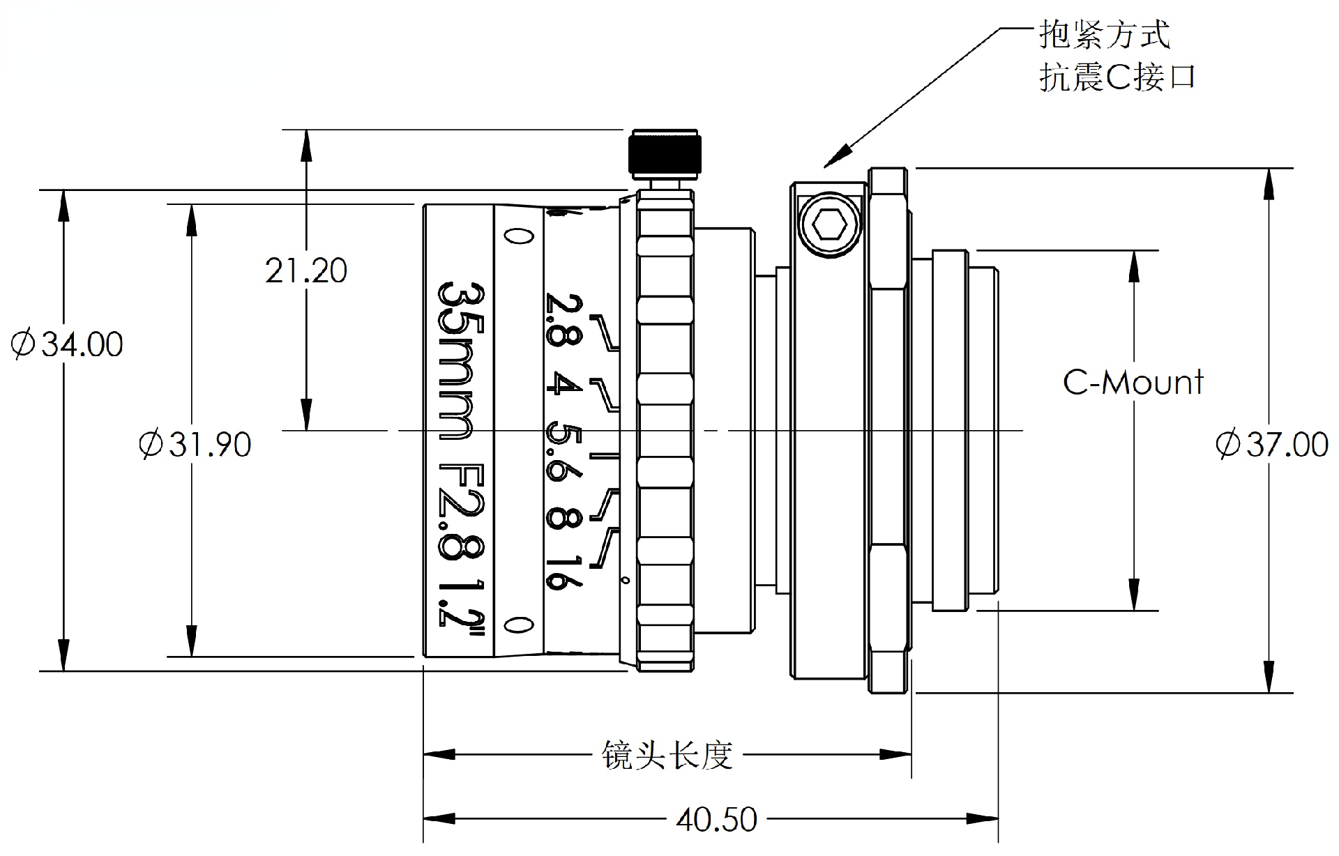 ZXJ-35SV-25MP 产品尺寸
