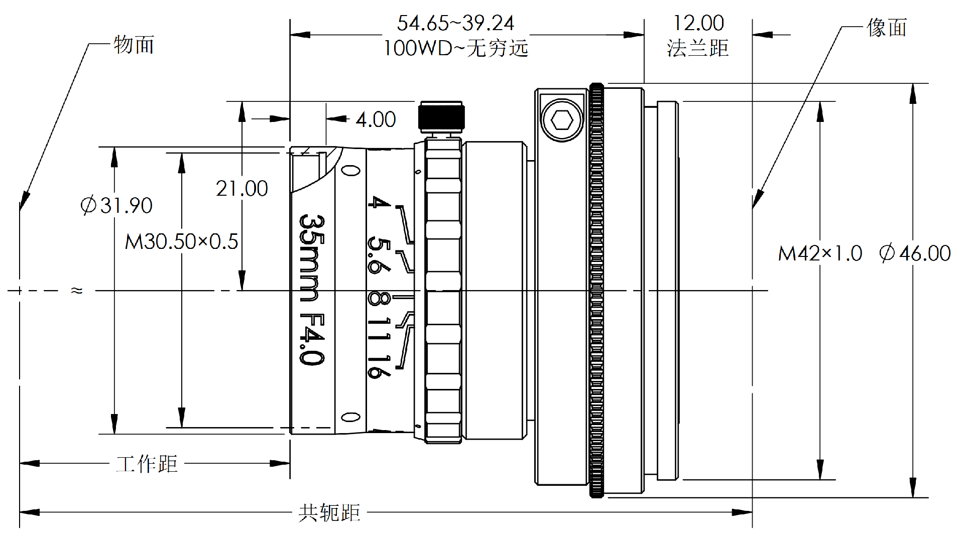 ZXJ-LS3540-M42 产品尺寸