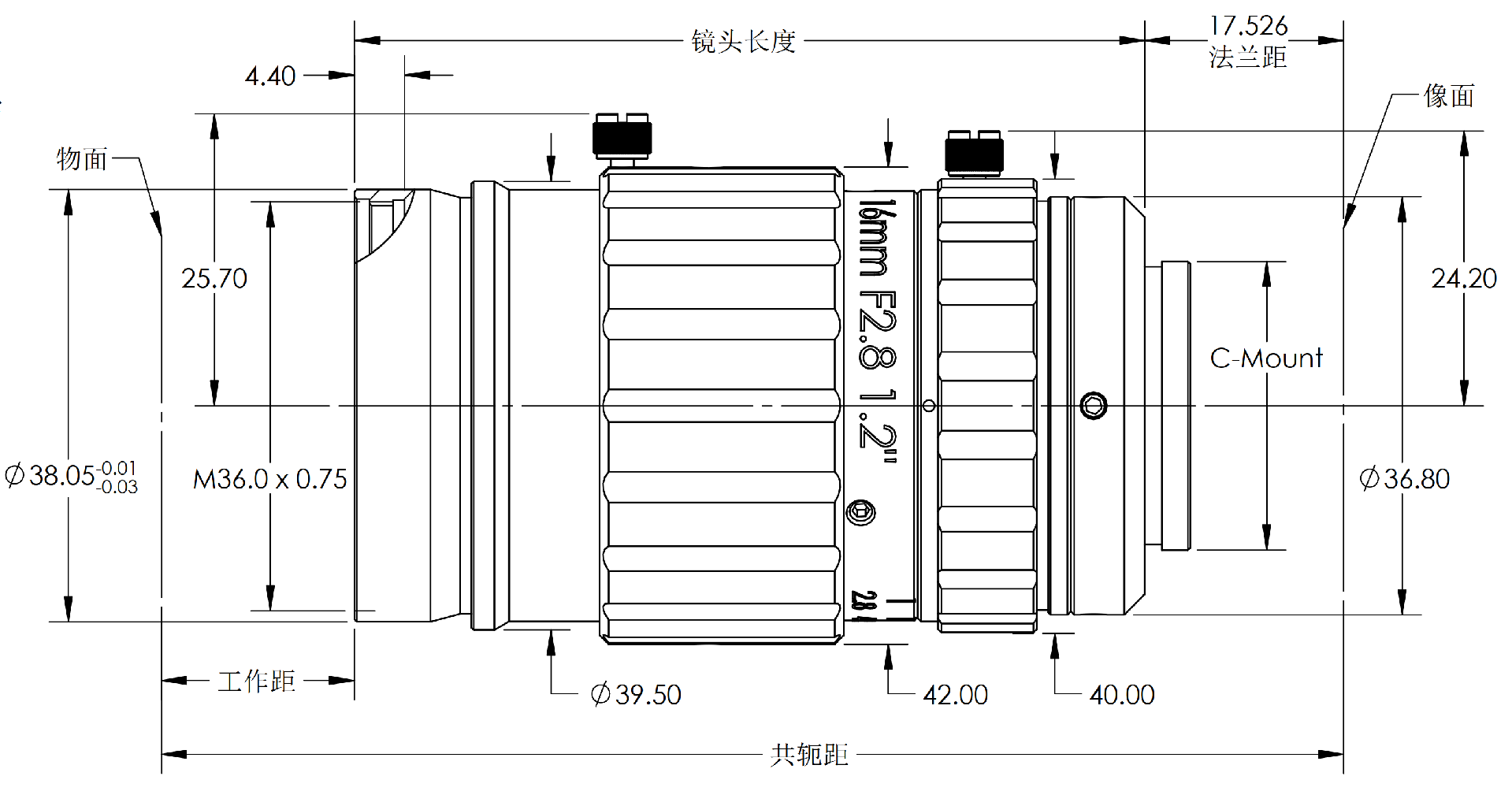 ZXJ-16SV-25MP 产品尺寸