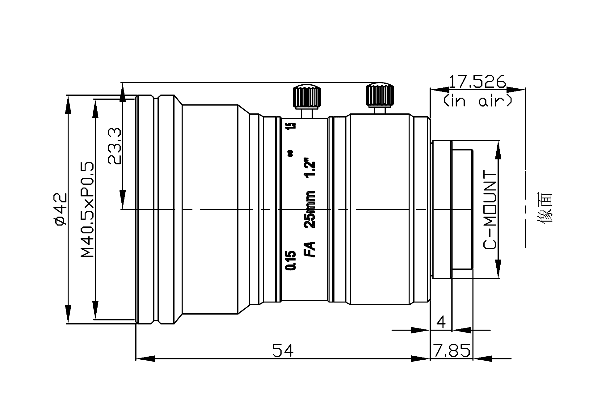 ZXJ-2528-25MP 产品尺寸