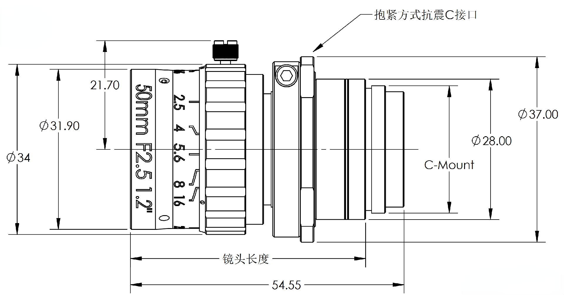ZXJ-50SV-25MP 产品尺寸