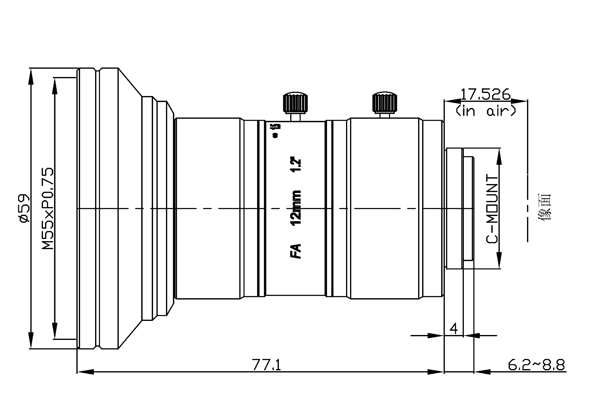 ZXJ-1228-25MP 产品尺寸