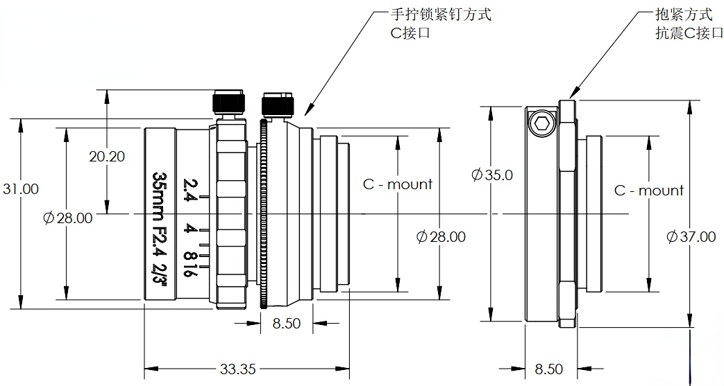 ZXJ-3524-8MP 产品尺寸