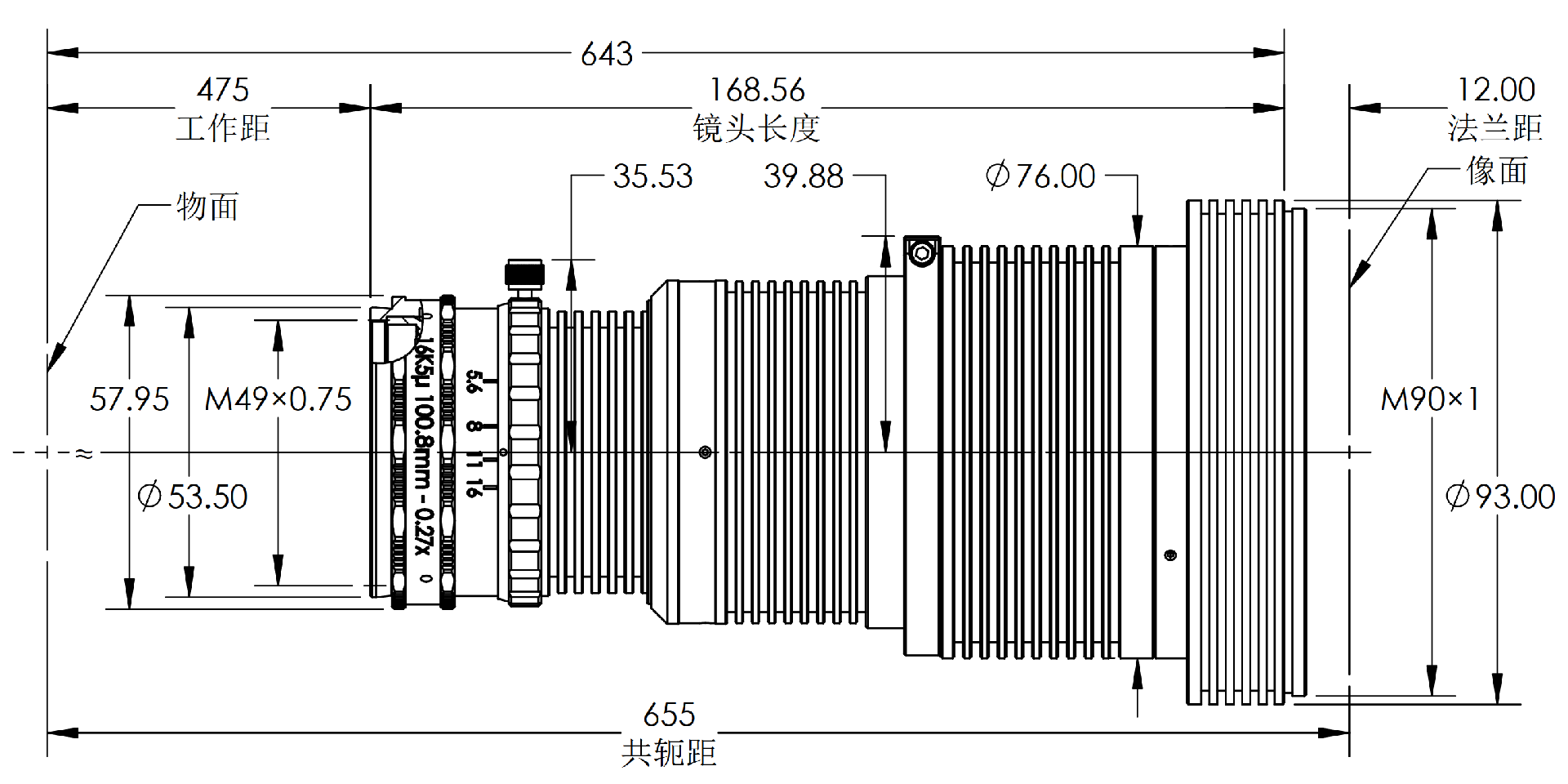 ZXJ-LS16K-0.27X 产品尺寸