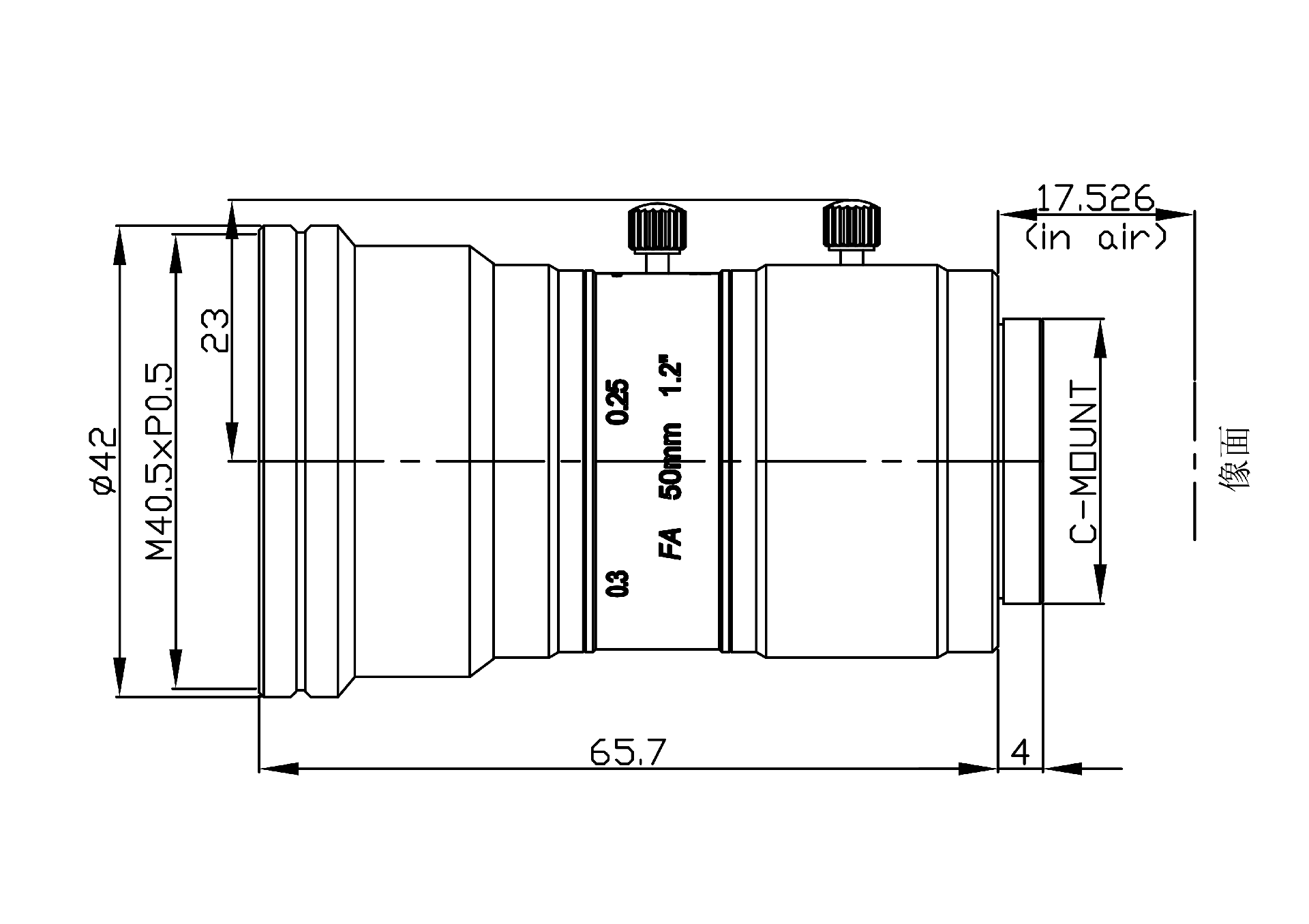 ZXJ-5028-25MP 产品尺寸