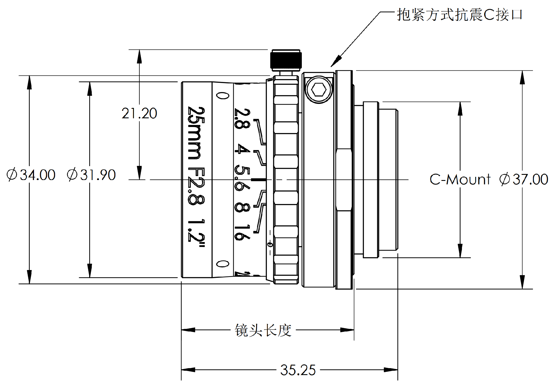 ZXJ-25SV-25MP 产品尺寸