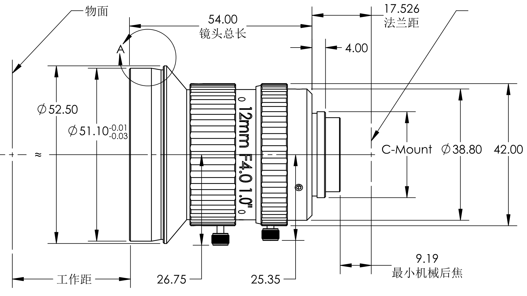 ZXJ-1240-20MP 产品尺寸